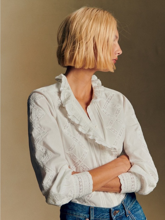 Sézane Tops - NWT Sézane White Ruffled Blouse